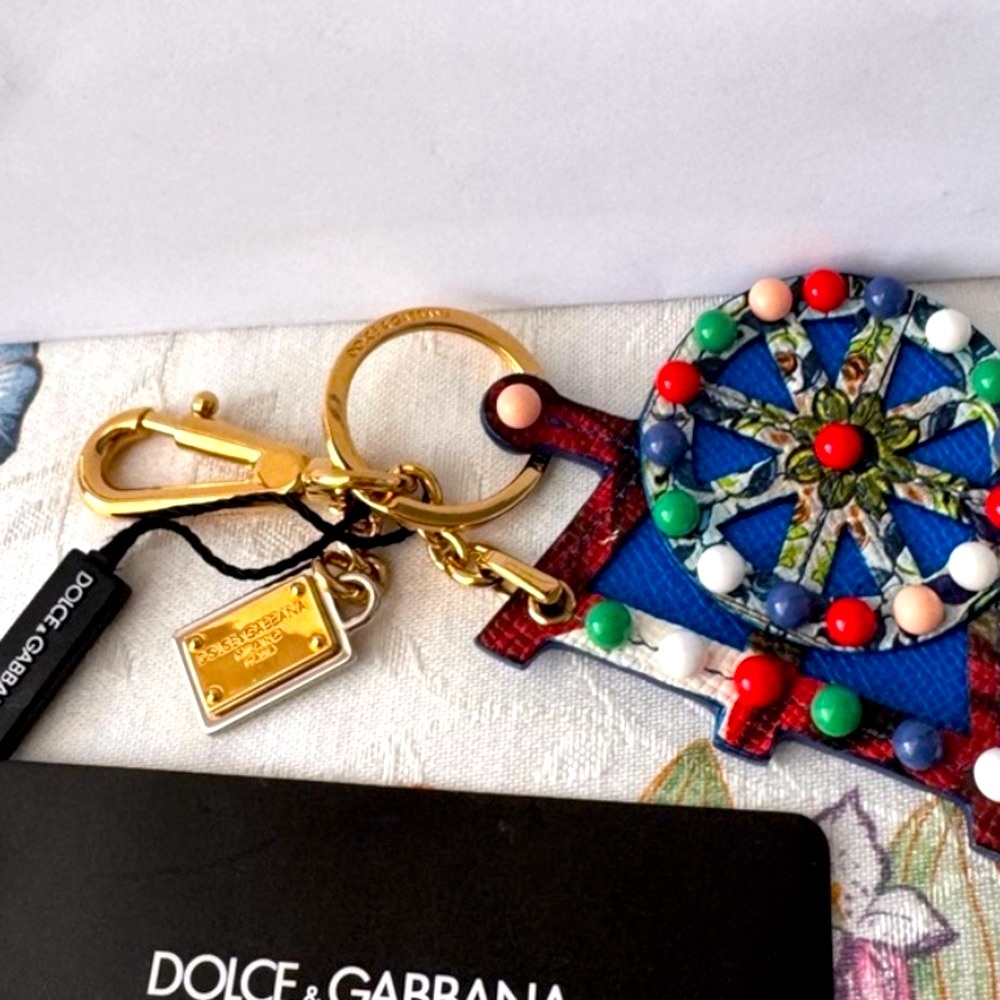 Dolce & Gabbana Nautical Wheel Keychain with Gold Accents - Picture 2 of 3